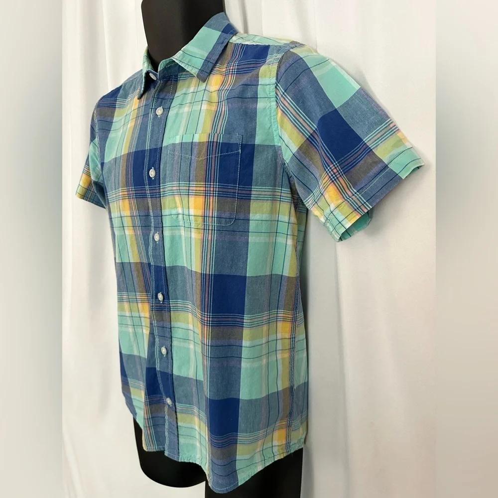 The Children's Place Boys Plaid Poplin Button Shirt-Aqua (1189)